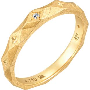 周生生18K黄色黄金V&A博物馆联名情侣对戒结婚对戒组合男女款戒指