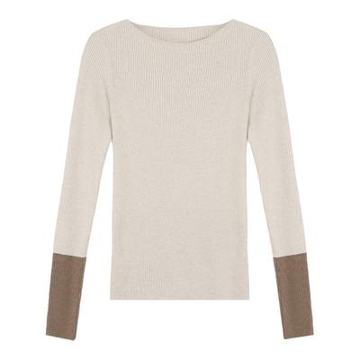 圆领撞色袖口修身显瘦针织衫