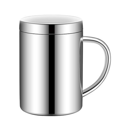 加厚304不锈钢水杯防烫双层带盖