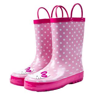 儿童kitty猫宝宝雨鞋女童橡胶防滑水鞋保暖加绒卡通亲子雨靴包邮