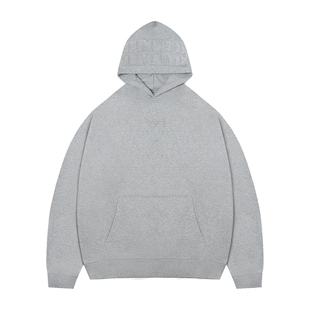 BIPOLAR贴布结构连帽帽衫卫衣简约基础宽松长袖上衣圆领休闲外套