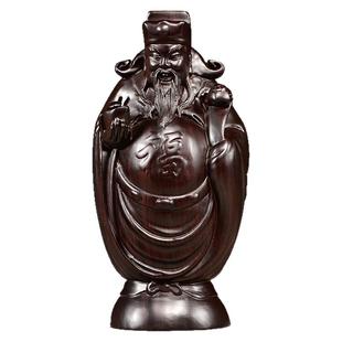 黑檀木雕刻福禄寿三星摆件实木福星禄星寿星祝寿家居客厅装饰佛像
