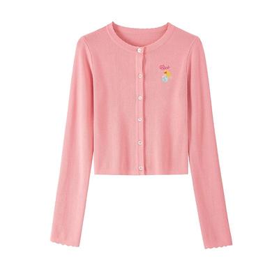 bananacici时髦百搭绣花针织开衫