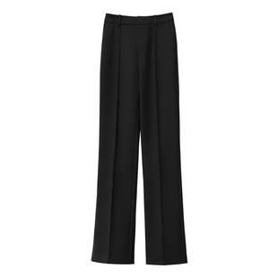 Amii2025冬新款极简微喇叭无弹TR梭织中低腰通勤百搭休闲长裤