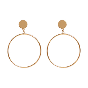 欧美日韩时尚百搭极简约大圆圈圆形耳坠耳环无耳洞耳夹耳饰螺丝夹