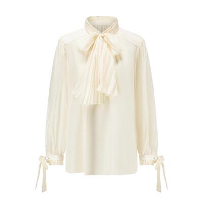 Into The East己印桑蚕丝系带衬衫