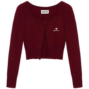 【SHUSHUTONG】蕾虎甜美千金一粒扣针织开衫百搭秋冬气质女装上衣