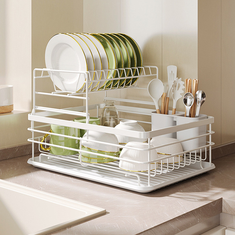碗架家用厨房台面置物架放碗筷沥水盘碗碟沥水架篮双层收纳架碗柜