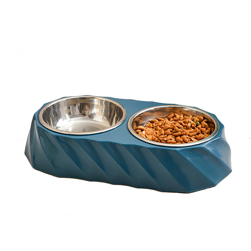 猫狗碗不锈钢塑料单双碗猫咪喂食猫狗碗/慢食碗
