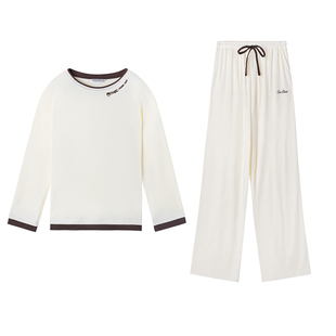 TeenieWeenie小熊情侣睡衣女款2025新款莫代尔棉长袖柔软男家居服