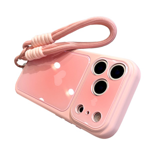 粉色爱心适用苹果17promax手机壳新款女生秒变iPhone17pro高级感16pm软边套15带挂绳14肤感蓝光13超好看外壳