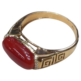 ENIMOL日本aka阿卡红珊瑚男戒指镶钻18k金原创轻奢高级感19.5号