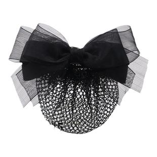 绢纱工作头花职业发卡职员蝴蝶结发夹上班发网护士网兜盘头发头饰