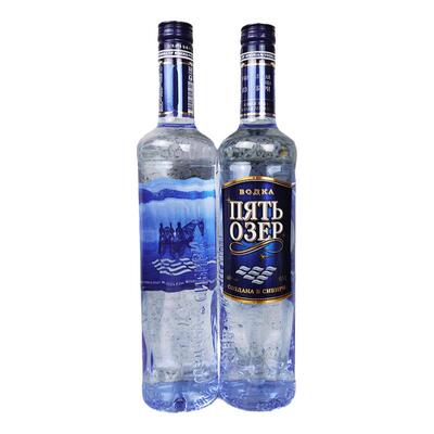 500ml*5瓶俄罗斯原装进口五湖伏特加40度进口洋酒高度烈性酒基酒
