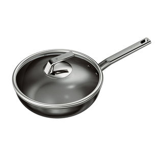 三头鹰德国钛锅炒锅无涂层不粘锅平底煎锅炒菜燃气电磁炉通用纯钛