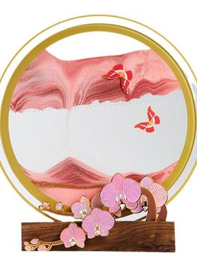 马鹿花好月圆流沙画摆件新婚礼物