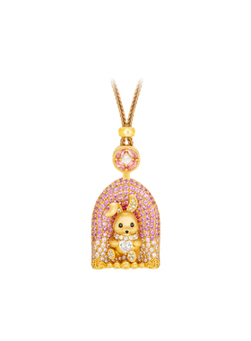 GEMOLA/格莫拉叛逆千金风幸运之门双面鎏金拉丝甜蜜兔兔项链