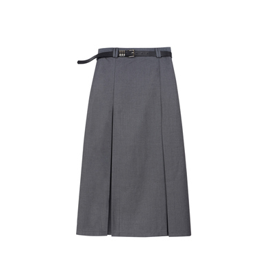 CHANGINGREAL灰色百褶西装裙