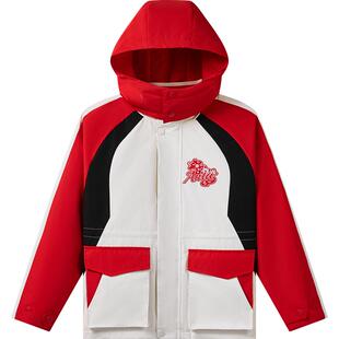 晴雨甲安踏儿童女大童摇粒绒运动上衣2026新年红色保暖喜庆厚外套