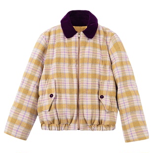 司童 提拉米苏丝绒拼接夹克羽绒服90白鸭绒短款保暖外套女冬新款