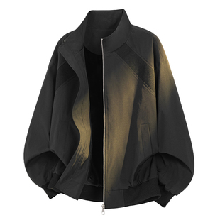 迈特优美式解构拼接立领夹克男女春季宽松潮bomber运动飞行员外套