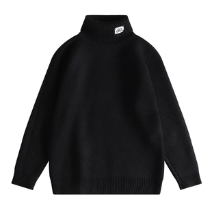男童加厚一体绒毛衣男童女童毛线衣韩版中大童高领针织衫打底线衣