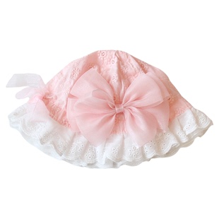 女宝宝花边帽春秋纯棉公主帽韩版超仙婴儿帽子小女孩蝴蝶结渔夫帽