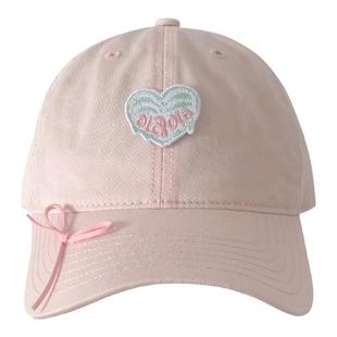 ola voce原创爱心刺绣鸭舌帽女蝴蝶结软妹棒球帽多巴胺薄荷绿帽子