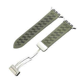 AW适用S11苹果S10手表iwatch11表带真皮applewatch9男S8透气牛皮洞洞款S7夏天UltraSE新款创意女iphone磁吸扣