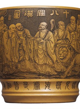 紫云堂宜兴原矿黄段泥十八罗汉杯