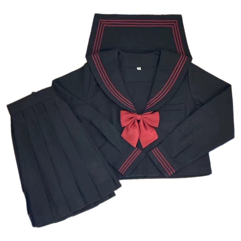 兔言舍基础款赤三本水手服百褶裙套装日系原创JK制服酷妹风学院风