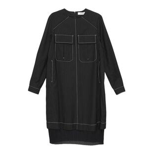 【商场同款】MOVEUP幻走2024秋季新款条纹撞布拼接撞色线连衣裙