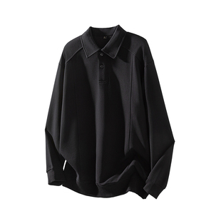 Kuvine翻领卫衣男士2025秋季潮牌简约正肩POLO衫休闲高级感打底衫