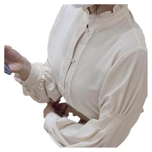 醉雨朵原创秋月白复古国风立领对襟衬衫改良汉元素日常衬衣女春夏