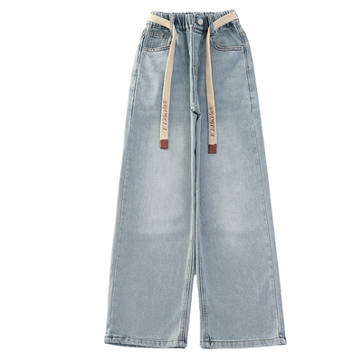 女童2025春秋冬新款牛仔裤阔腿裤