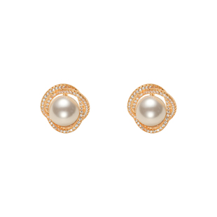 镶钻珍珠耳钉蚊香盘耳夹女无耳洞硅胶软垫高级感复古耳环耳坠耳饰