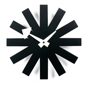 星号挂钟尼尔森钟表时计客厅书房静音机芯扫秒黑色圆形钟表北欧创