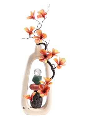 高级感中式意式黑色客厅花瓶摆件玄关桌面艺术仿真花艺新居装饰品