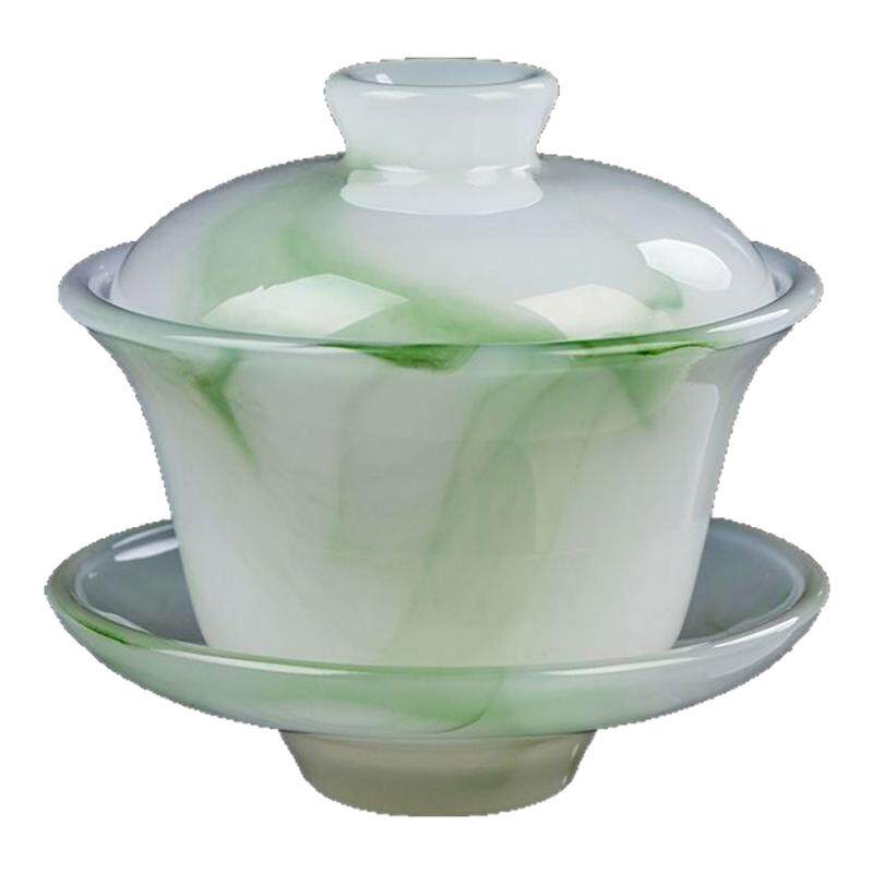 水墨琉璃茶具加厚防烫高档茶具套装茶杯现代简功夫茶具琉璃盖碗