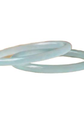 2021新款天青冻色翡翠色冰透少女款金丝玉手镯圆条美人镯 包邮