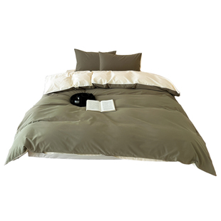 木悠简约双拼秋冬纯棉加厚磨毛枕套单个全棉家用30x50儿童枕套