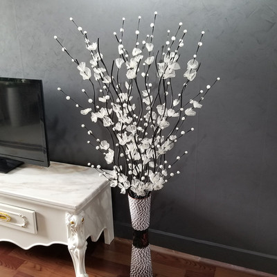 叶脉干花客厅落地假花仿真干枝花卉大牡丹花束摆件装饰摆设电视柜