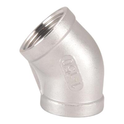 304不锈钢45度弯头左圆右方