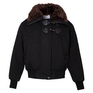 LEONSENSE力上司 翻领毛领牛角扣短款宽松夹棉外套冬季加厚飞行服