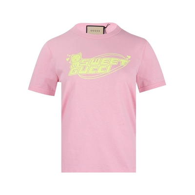 GUCCI女士字母印花圆领短袖T恤