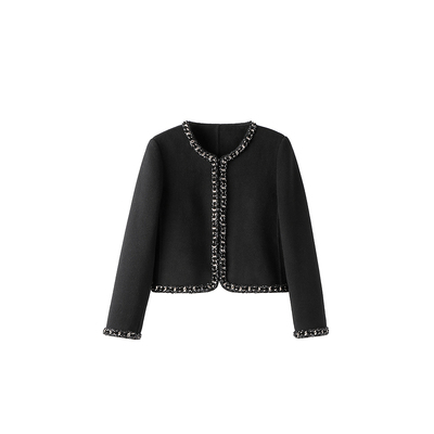 ochirly欧时力 100%羊毛双面呢小香风高奢毛呢外套女2025春季新品