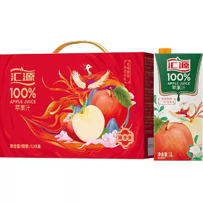 汇源100%纯果汁 苹果汁果蔬汁年货节送礼 聚餐大容量饮料整箱礼盒