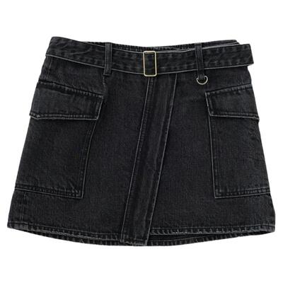 斜门襟牛仔裙短裙Y2K辣妹风