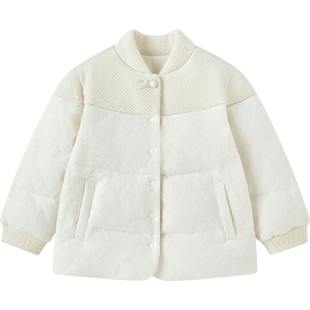 【高定系列】英氏儿童羽绒服冬季保暖女童山羊绒外套新中式童装