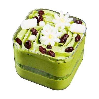 塑料带盖透明方形冰淇淋杯一次性